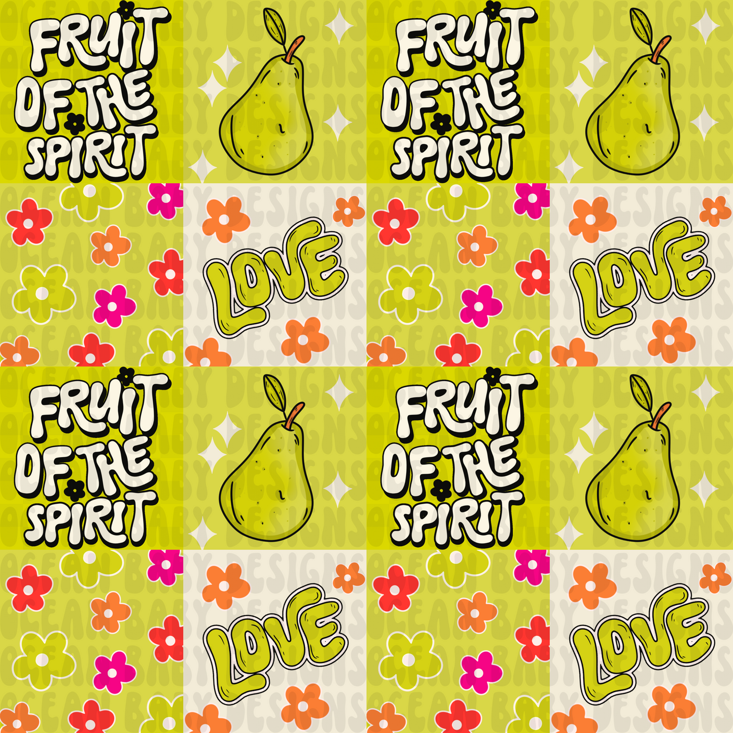 Fruit of the spirit green checkered