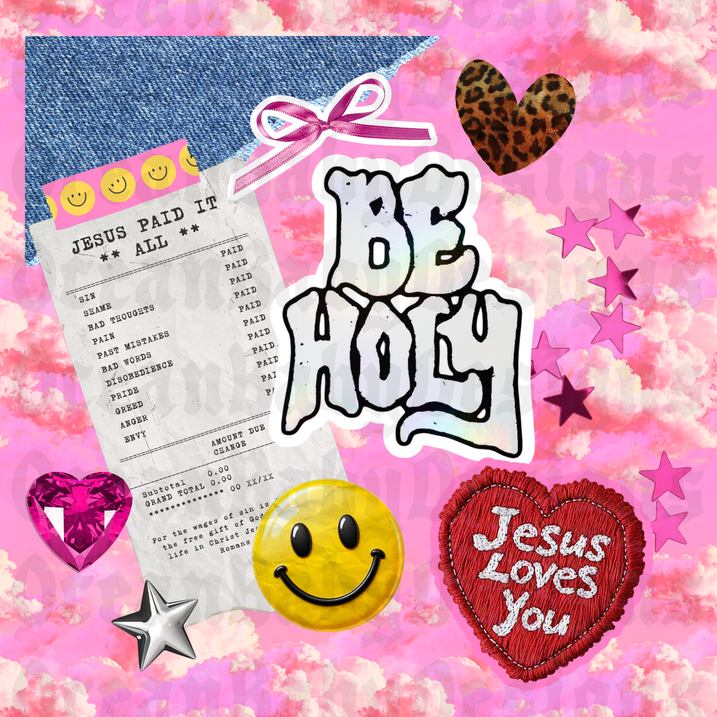 Patchwork Jesus png bundle