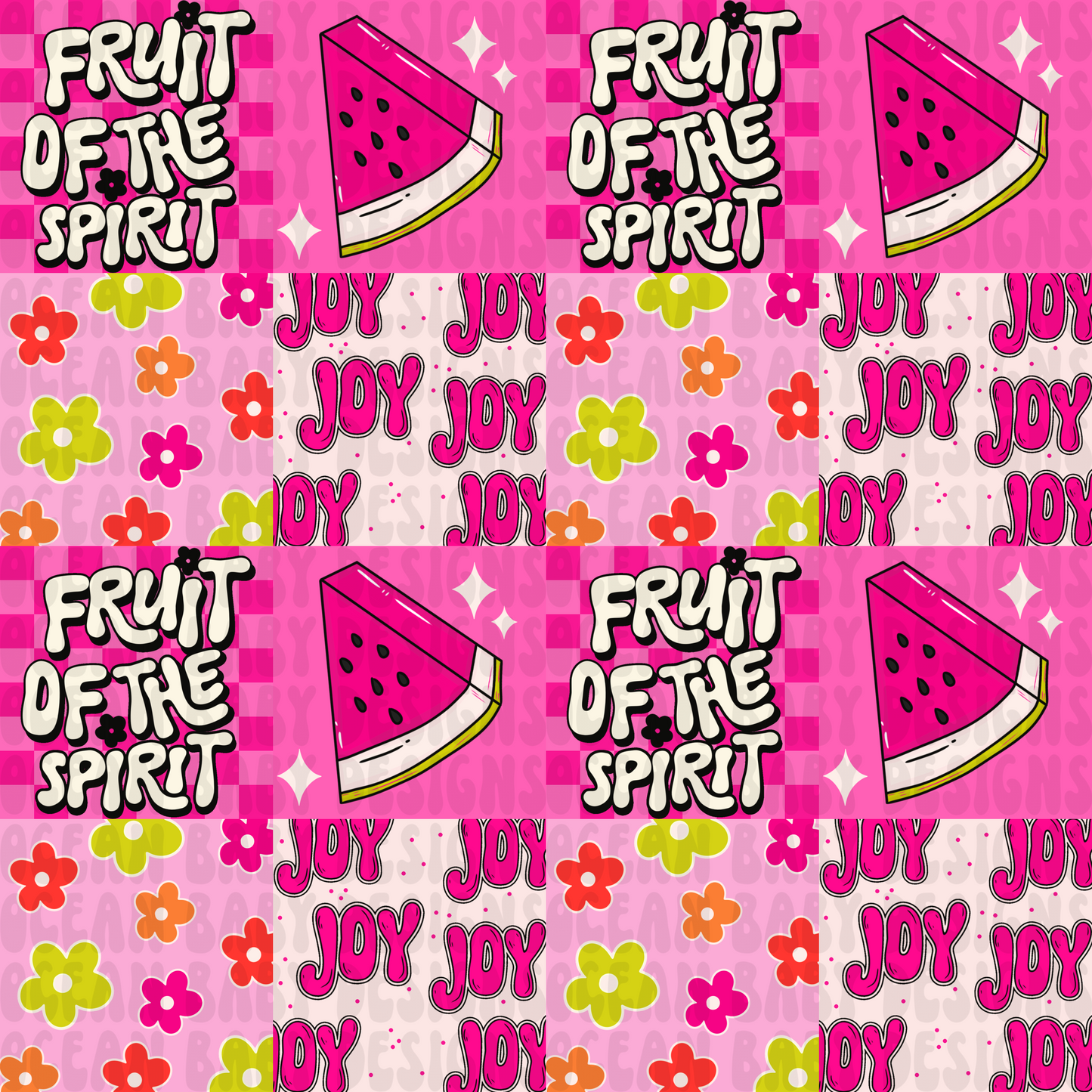 Fruit of the spirit pink checkered