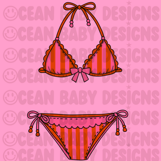Orange and pink striped swim PNG
