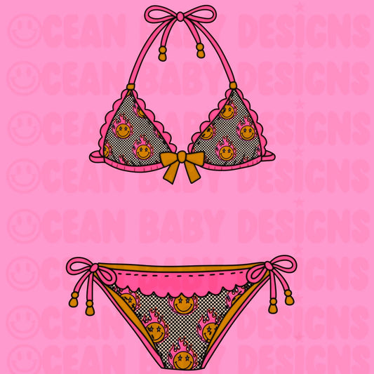 Checkered smiley swim PNG