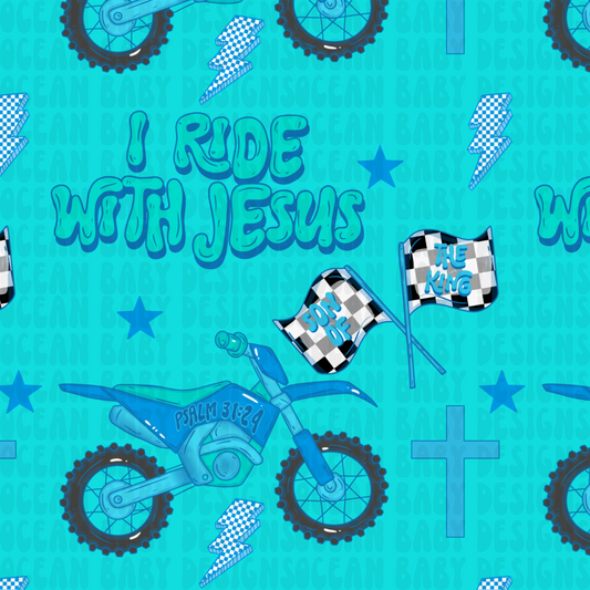I ride with Jesus blue