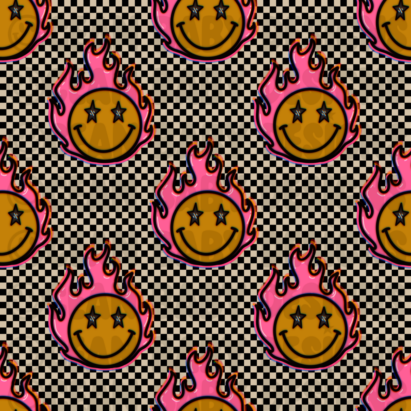 Smiley star checkered