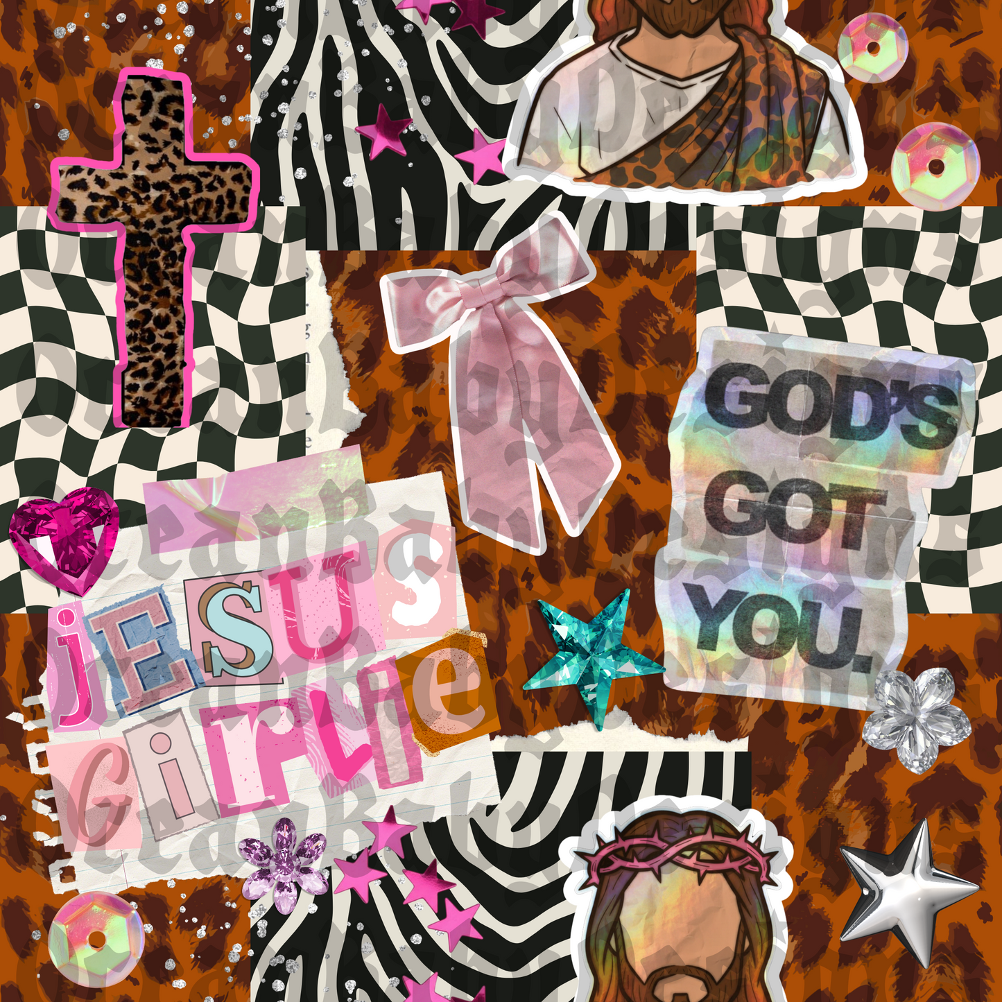 Patchwork Jesus seamless bundle