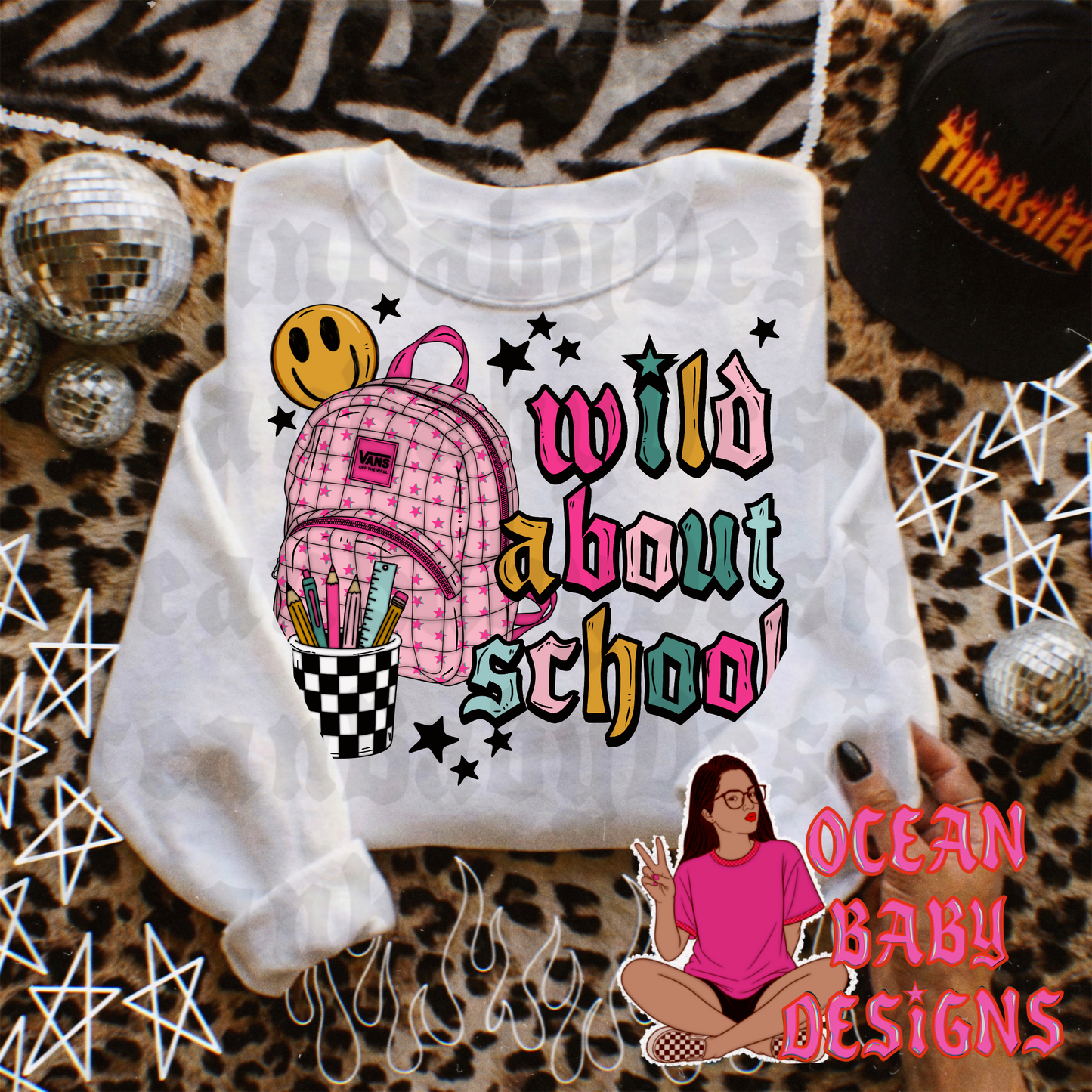Trendy back to school girl png
