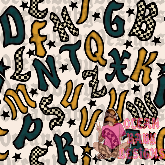 Trendy back to school boy alphabet